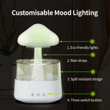 Mushroom Rain Air Humidifier Electric Aroma Diffuser Rain Cloud Smell Distributor Relax Water Drops Sounds Colorful Night Lights