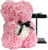 VSBNZXS Unique Gifts,Rose Bear,Rose Teddy Bear in a Gift Box - Birthday Gift for Women,Gifts for Mom Fully Assembled Gift Box (Light Pink)