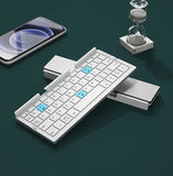 BOW Foldable Bluetooth Keyboard Rechargeable Keyboard Mini Folding Wireless Keyboard Aluminum Keypad with Stand for Phone