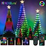 WS2812B Christmas Tree Toppers Lights Multicolor Fairy LED Star String Waterfall Xmas APP Bluetooth Home Yard Holiday Decor DC5V