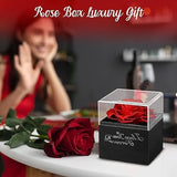 Mothers Day Gift for Her -Preserved Real Red Rose with I Love You Necklace -Eternal Flowers Gifts for Women Valentine Card and Gift Bag Mom Wife Girlfriend, Mothers Day