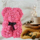 Rose Bear - Rose Teddy Bear Gifts for Valentines Day Anniversary Mothers Day for Her, 10 Inches Flower Bear Gifts for Women Mom Girlfriend, Clear Gift Box Included - over 200+ Flowers (Pink)