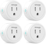 Ghome Smart Mini Smart Plug Wi-Fi Outlet Socket Works with Alexa and Google Home Remote Control with Timer 4-Pack White